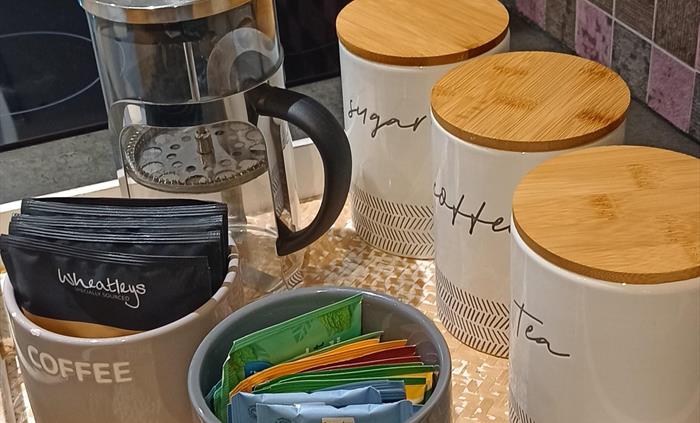 Welcome pack includes tea and coffee